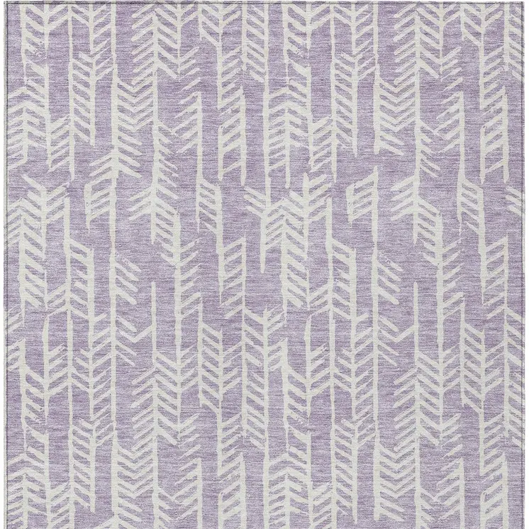 5' X 8' Lavender And Ivory Tribal Washable Indoor Outdoor Area Rug