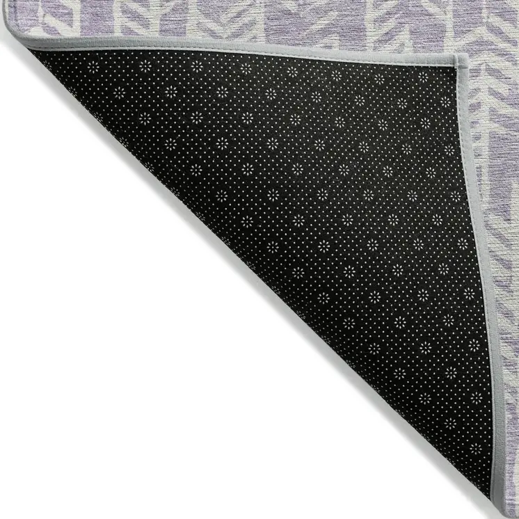 5' X 8' Lavender And Ivory Tribal Washable Indoor Outdoor Area Rug
