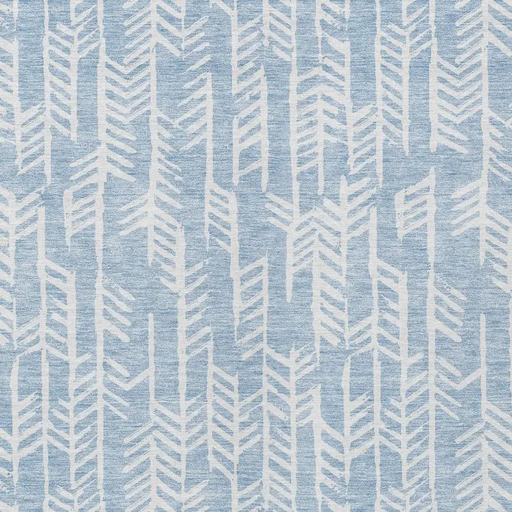 8' X 10' Sky Blue And Ivory Tribal Washable Indoor Outdoor Area Rug