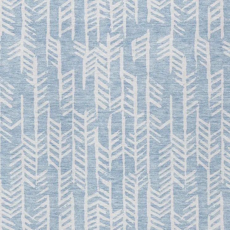 10' X 14' Sky Blue And Ivory Tribal Washable Indoor Outdoor Area Rug
