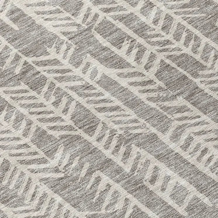 8' Taupe And Beige Round Tribal Washable Indoor Outdoor Area Rug