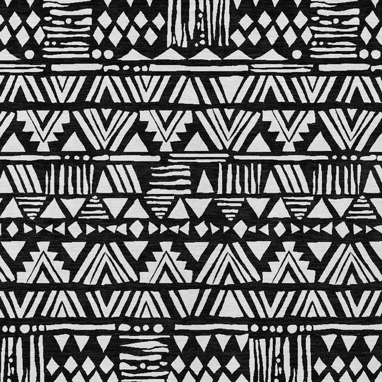 8' X 10' Black And Ivory Southwestern Washable Indoor Outdoor Area Rug