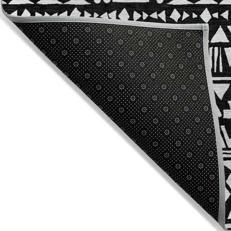 10' X 14' Black And Ivory Southwestern Washable Indoor Outdoor Area Rug