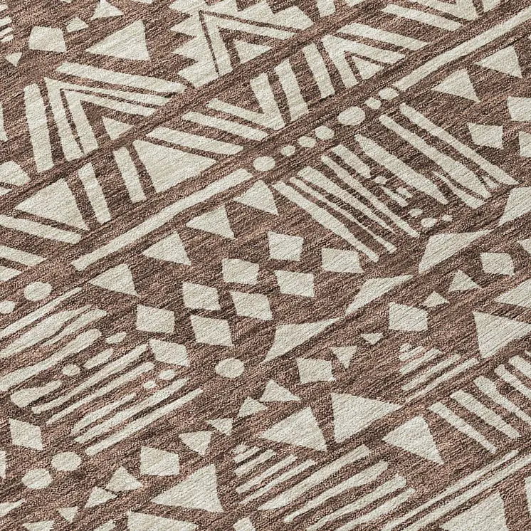 5' X 8' Brown And Beige Southwestern Washable Indoor Outdoor Area Rug