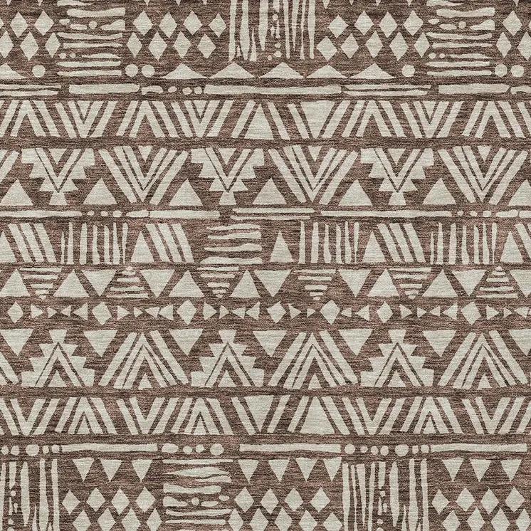 8' X 10' Brown And Beige Southwestern Washable Indoor Outdoor Area Rug