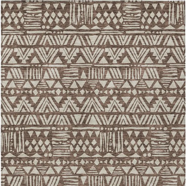 10' X 14' Brown And Beige Southwestern Washable Indoor Outdoor Area Rug