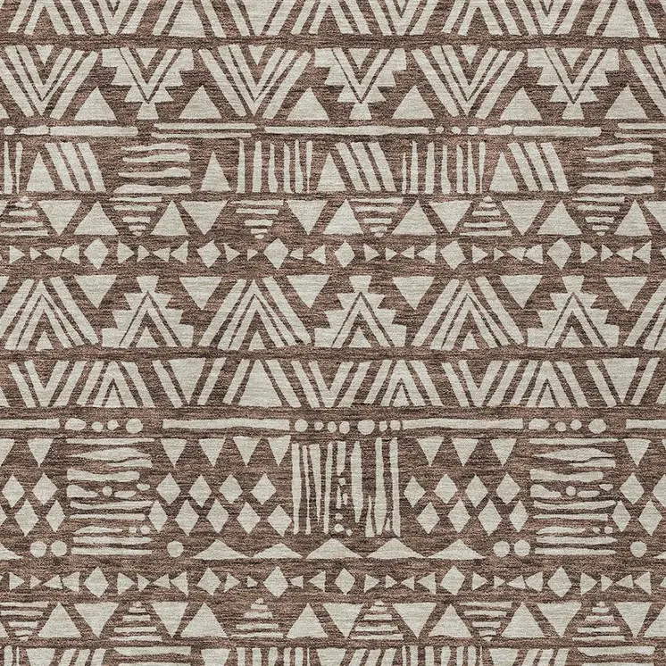 10' X 14' Brown And Beige Southwestern Washable Indoor Outdoor Area Rug