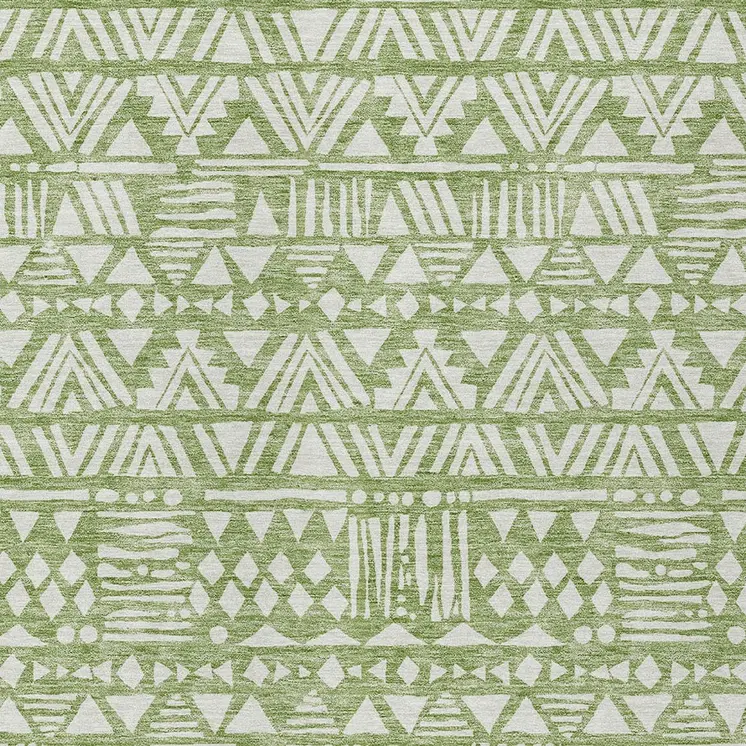 8' X 10' Green And Ivory Southwestern Washable Indoor Outdoor Area Rug