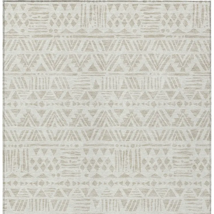 5' X 8' Ivory And Beige Southwestern Washable Indoor Outdoor Area Rug
