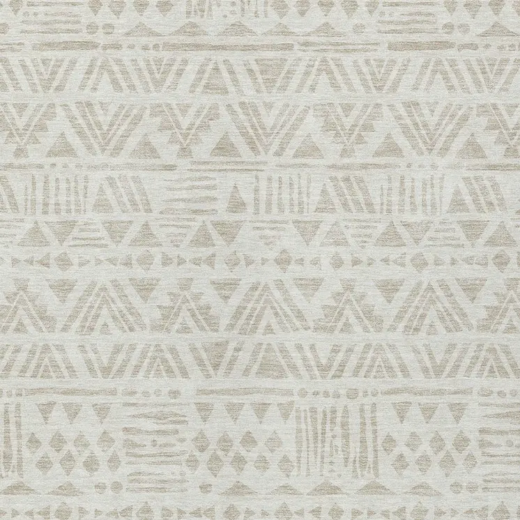 5' X 8' Ivory And Beige Southwestern Washable Indoor Outdoor Area Rug