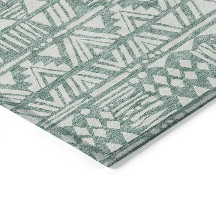 3' X 5' Sage And Ivory Southwestern Washable Indoor Outdoor Area Rug
