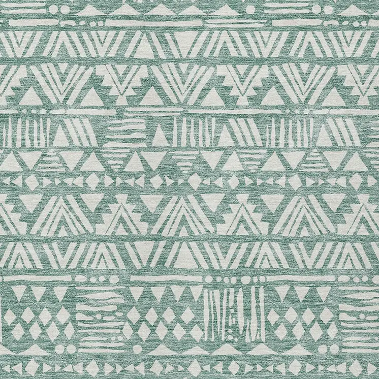 3' X 5' Sage And Ivory Southwestern Washable Indoor Outdoor Area Rug