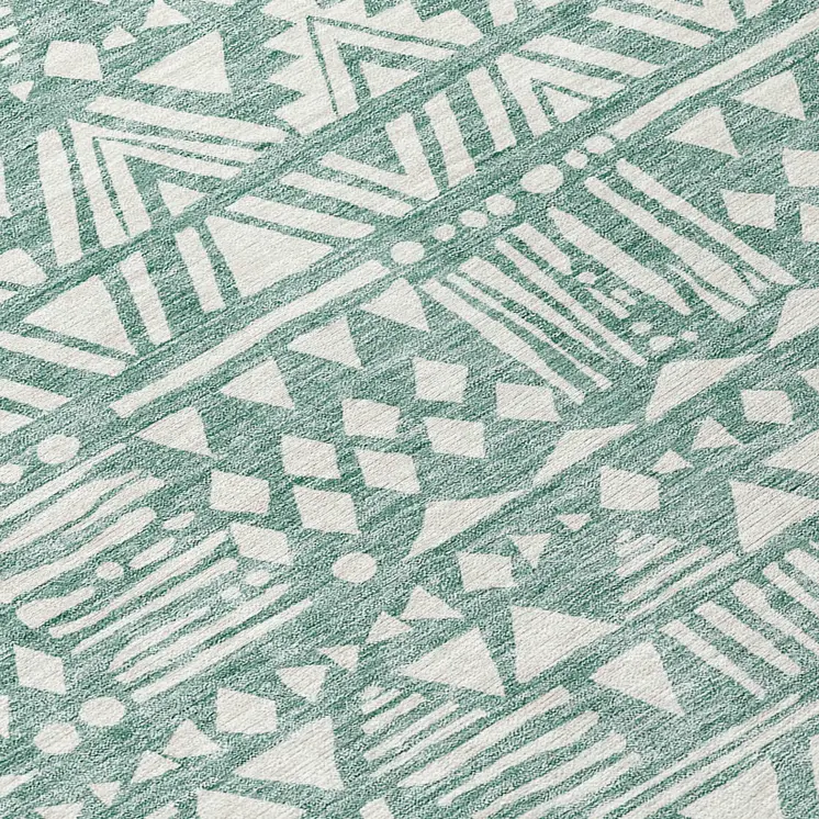 3' X 5' Sage And Ivory Southwestern Washable Indoor Outdoor Area Rug