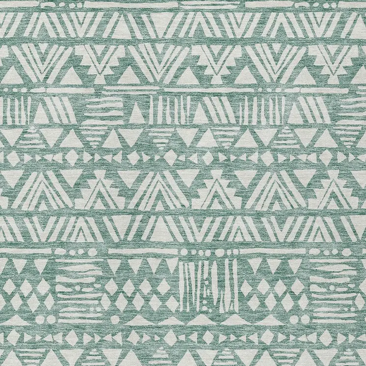 9' X 12' Sage And Ivory Southwestern Washable Indoor Outdoor Area Rug