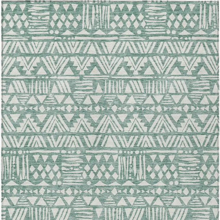 10' X 14' Sage And Ivory Southwestern Washable Indoor Outdoor Area Rug