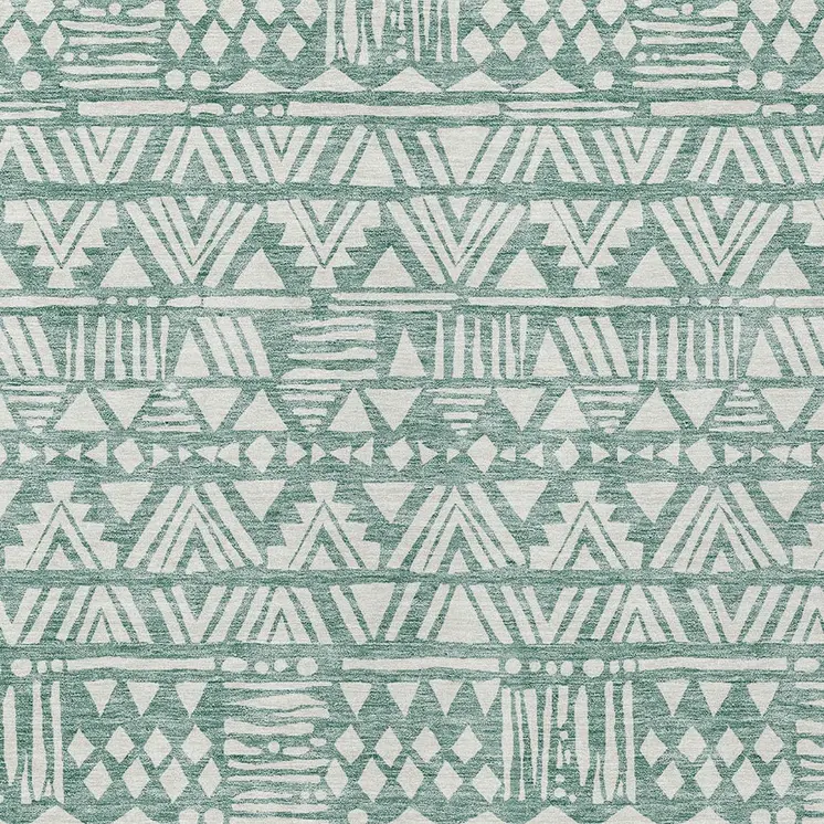 10' X 14' Sage And Ivory Southwestern Washable Indoor Outdoor Area Rug
