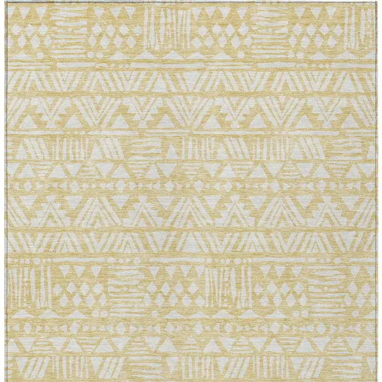 3' X 5' Wheat And Ivory Southwestern Washable Indoor Outdoor Area Rug