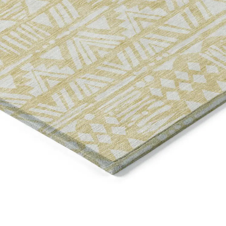 3' X 5' Wheat And Ivory Southwestern Washable Indoor Outdoor Area Rug