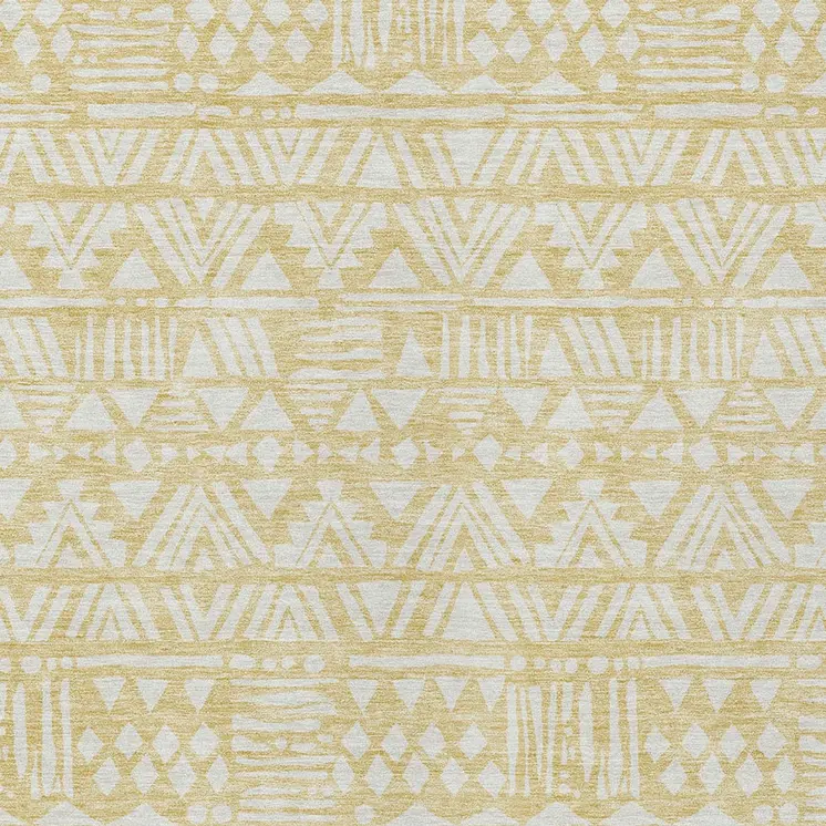 3' X 5' Wheat And Ivory Southwestern Washable Indoor Outdoor Area Rug