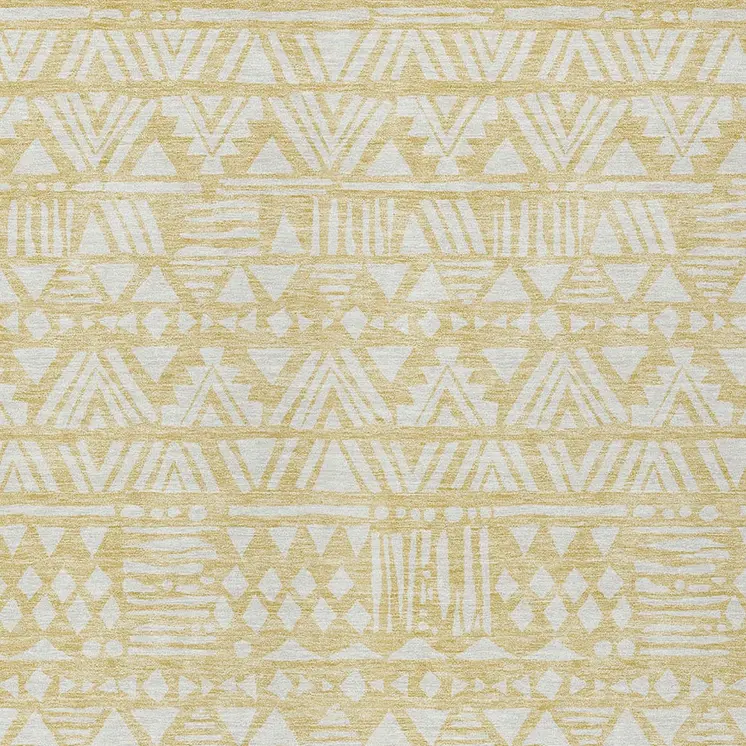 5' X 8' Wheat And Ivory Southwestern Washable Indoor Outdoor Area Rug