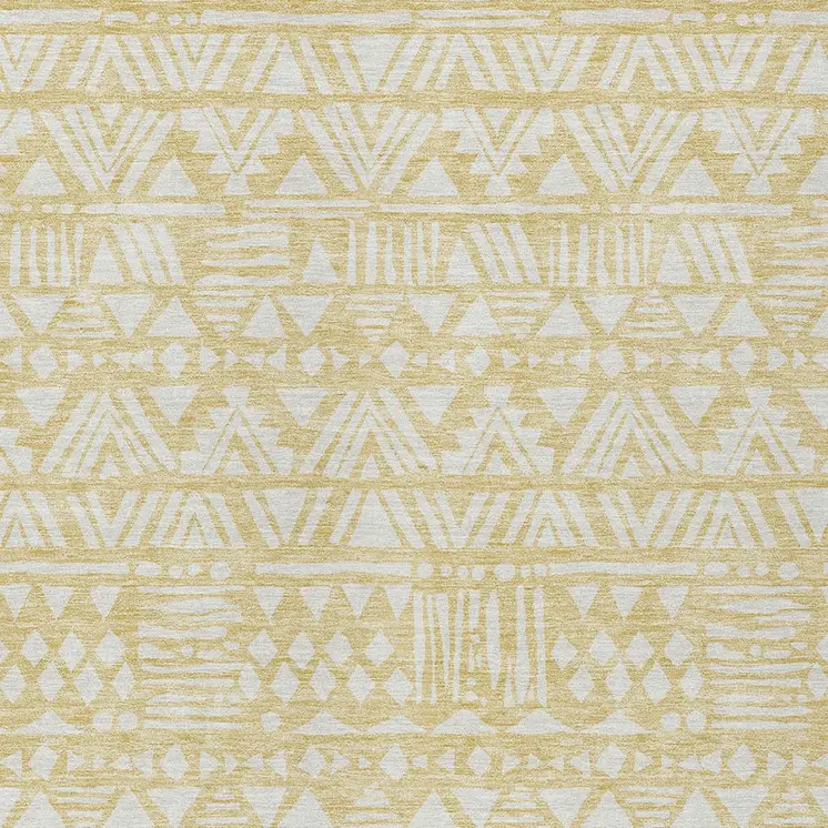 8' X 10' Wheat And Ivory Southwestern Washable Indoor Outdoor Area Rug
