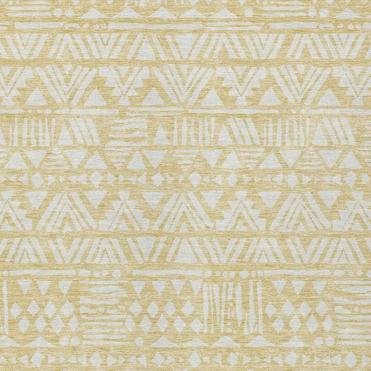 10' X 14' Wheat And Ivory Southwestern Washable Indoor Outdoor Area Rug