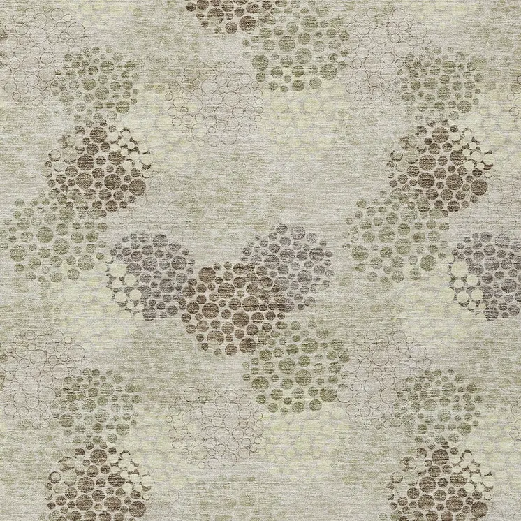 3' X 5' Beige Green And Ivory Polka Dot Washable Indoor Outdoor Area Rug