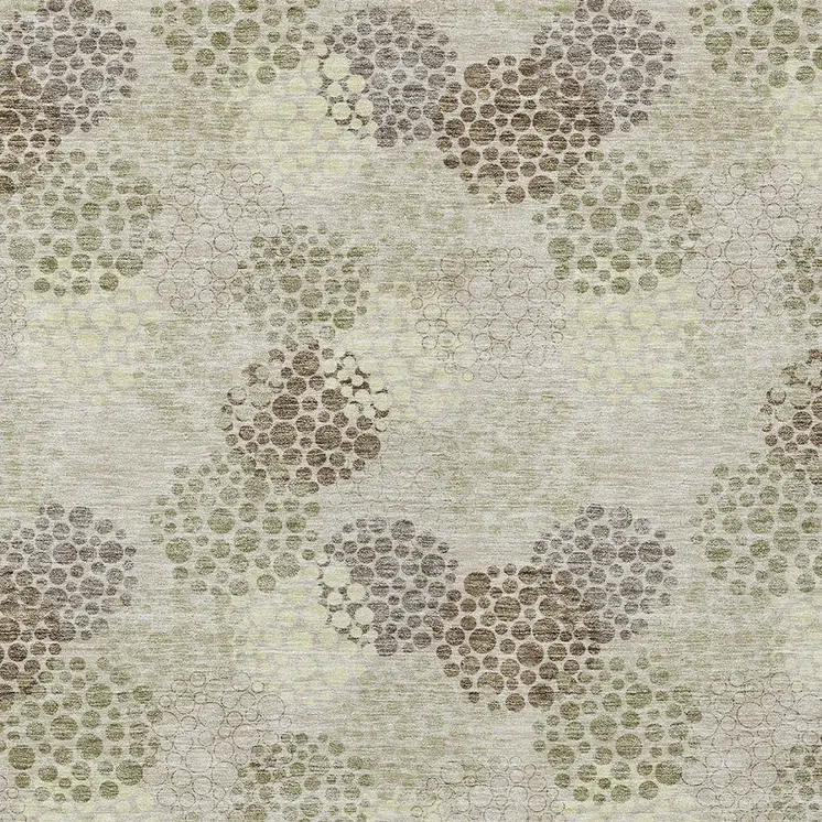 10' X 14' Beige Green And Ivory Polka Dot Washable Indoor Outdoor Area Rug