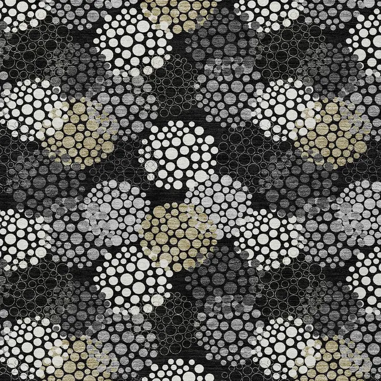 10' X 14' Black Gray And Ivory Polka Dot Washable Indoor Outdoor Area Rug