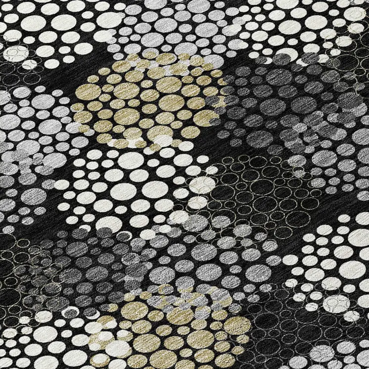 10' X 14' Black Gray And Ivory Polka Dot Washable Indoor Outdoor Area Rug
