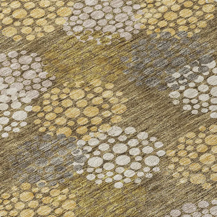3' X 5' Brown Beige And Ivory Polka Dot Washable Indoor Outdoor Area Rug