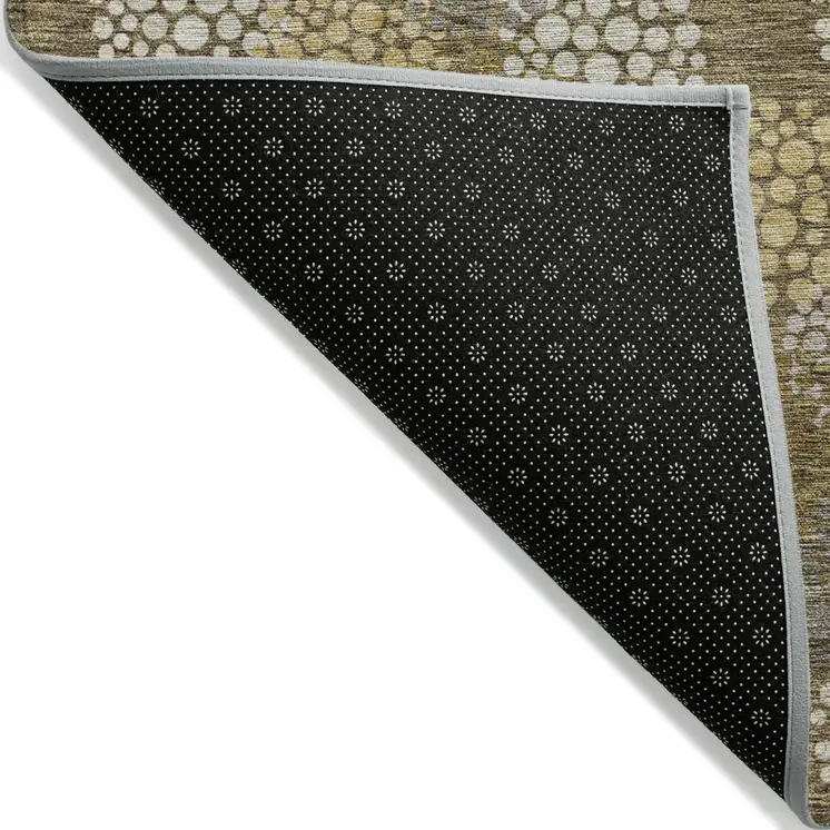 9' X 12' Brown Beige And Ivory Polka Dot Washable Indoor Outdoor Area Rug