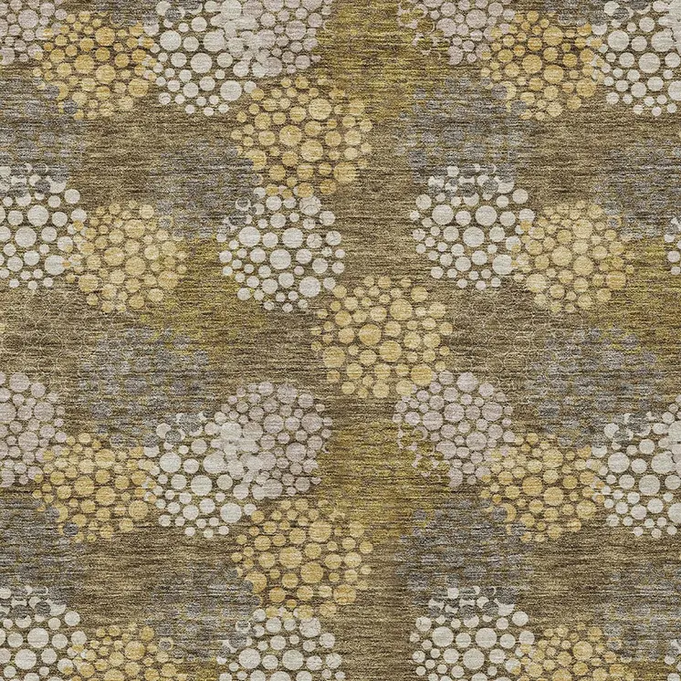 10' X 14' Brown Beige And Ivory Polka Dot Washable Indoor Outdoor Area Rug