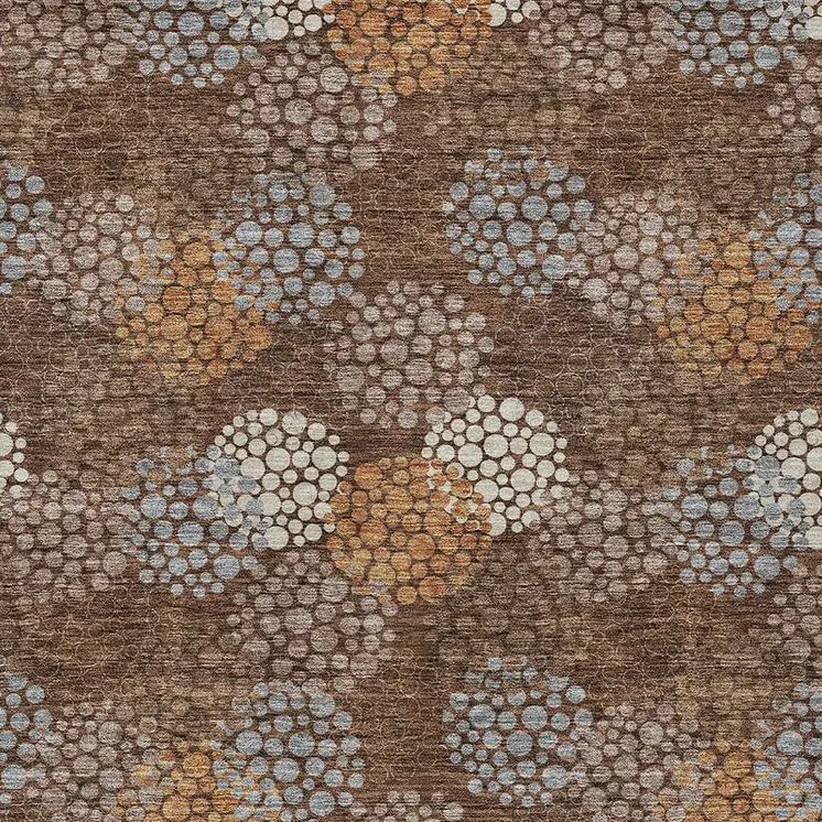 8' X 10' Brown Gray And Ivory Polka Dot Washable Indoor Outdoor Area Rug