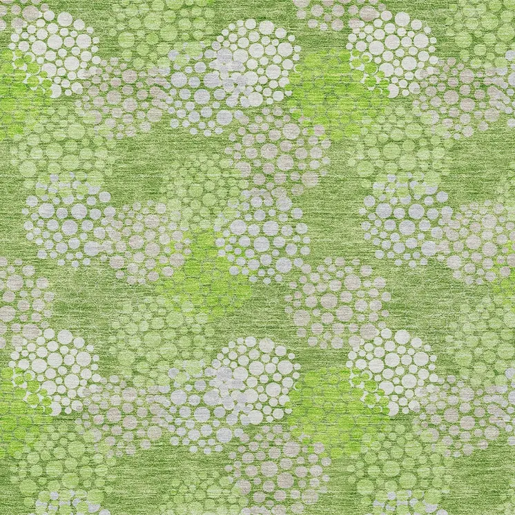 3' X 5' Green Ivory And Gray Polka Dot Washable Indoor Outdoor Area Rug