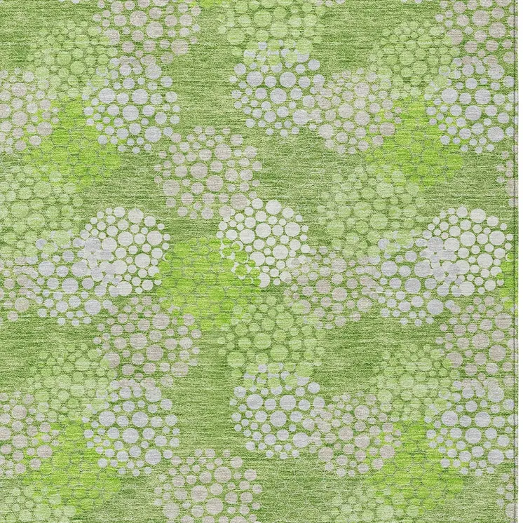 5' X 8' Green Ivory And Gray Polka Dot Washable Indoor Outdoor Area Rug