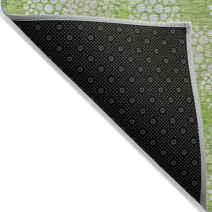 10' X 14' Green Ivory And Gray Polka Dot Washable Indoor Outdoor Area Rug
