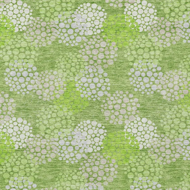 10' X 14' Green Ivory And Gray Polka Dot Washable Indoor Outdoor Area Rug