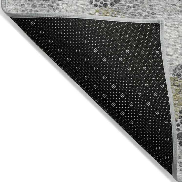 5' X 8' Gray Silver And Ivory Polka Dot Washable Indoor Outdoor Area Rug