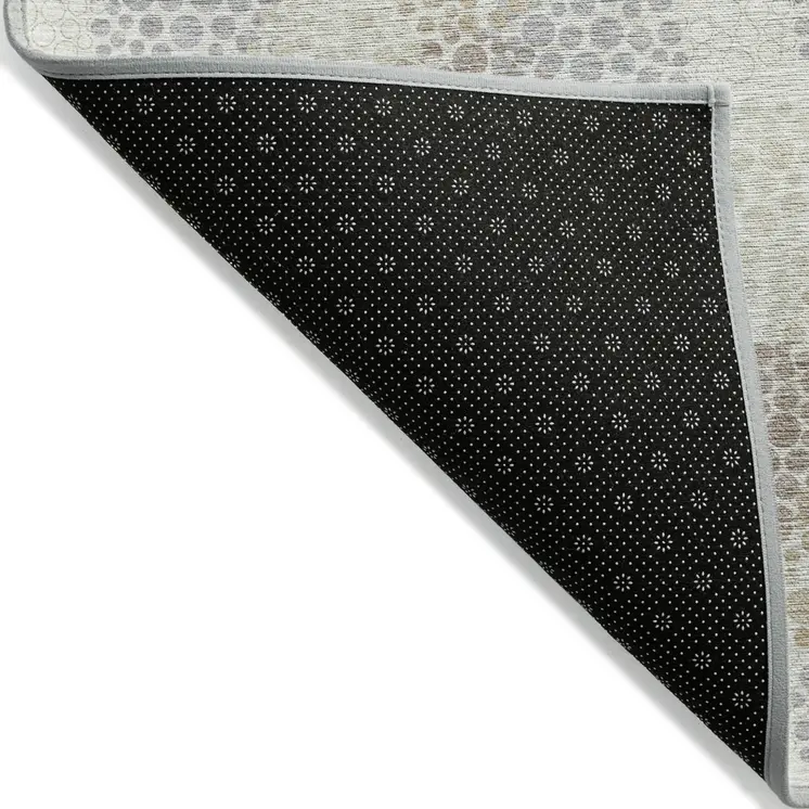 3' X 5' Ivory Brown And Gray Polka Dot Washable Indoor Outdoor Area Rug