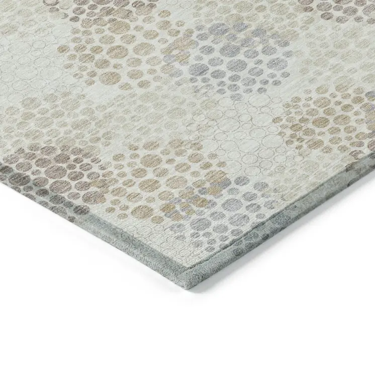 3' X 5' Ivory Brown And Gray Polka Dot Washable Indoor Outdoor Area Rug