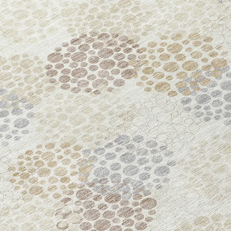 3' X 5' Ivory Brown And Gray Polka Dot Washable Indoor Outdoor Area Rug
