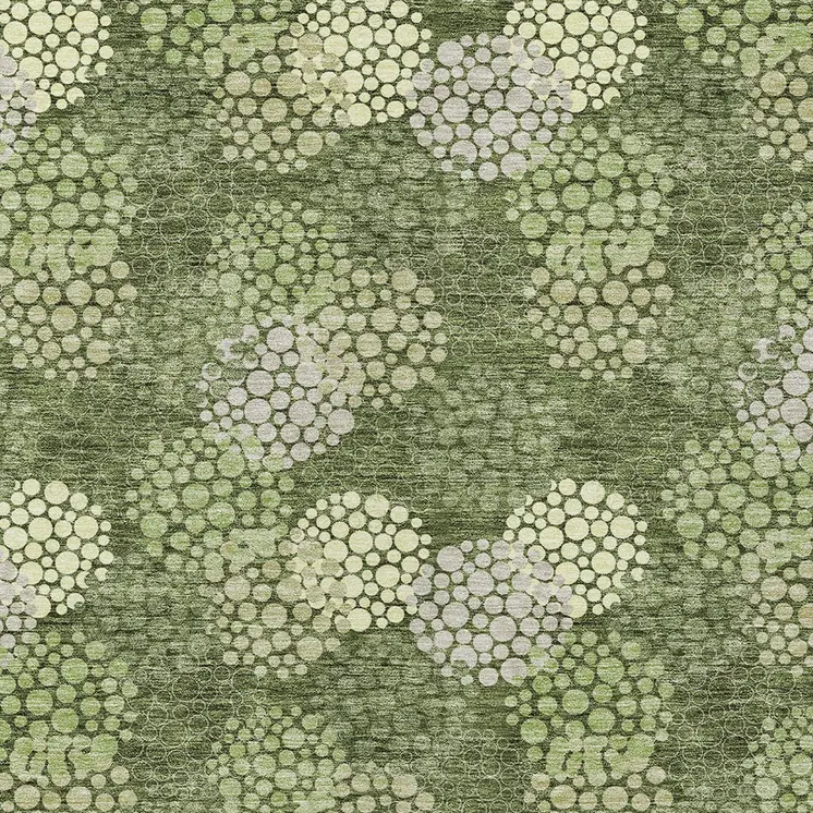 3' X 5' Olive Green And Gray Polka Dot Washable Indoor Outdoor Area Rug