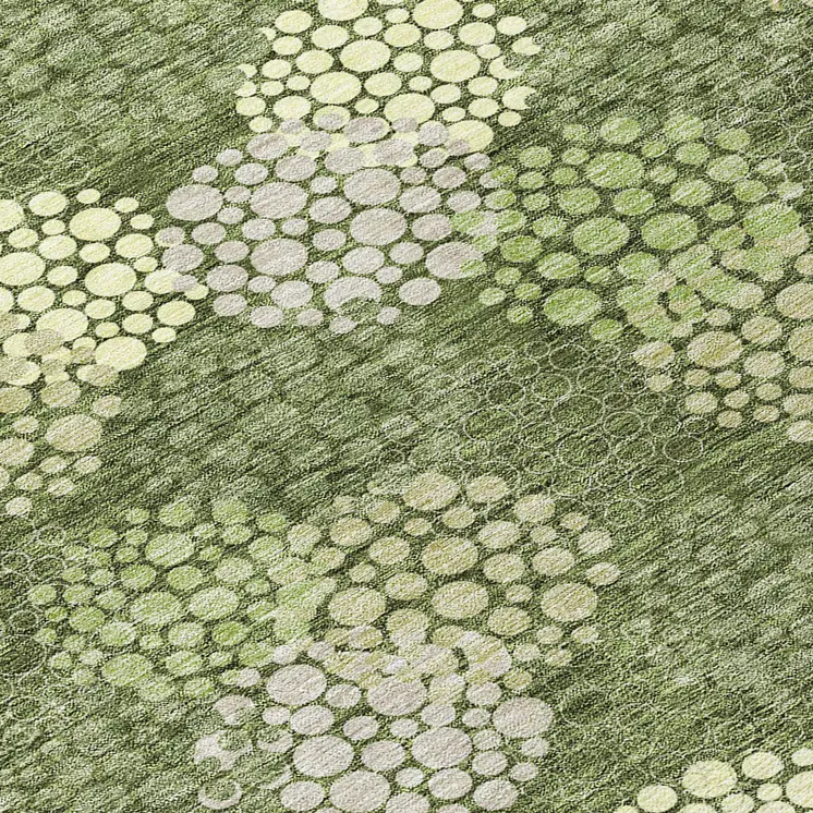 9' X 12' Olive Green And Gray Polka Dot Washable Indoor Outdoor Area Rug