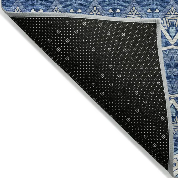 8' X 10' Blue Gray And Ivory Moroccan Washable Indoor Outdoor Area Rug