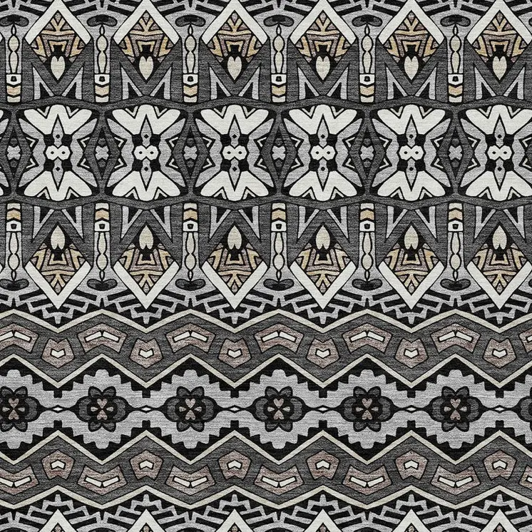 9' X 12' Charcoal Brown And Ivory Moroccan Washable Indoor Outdoor Area Rug