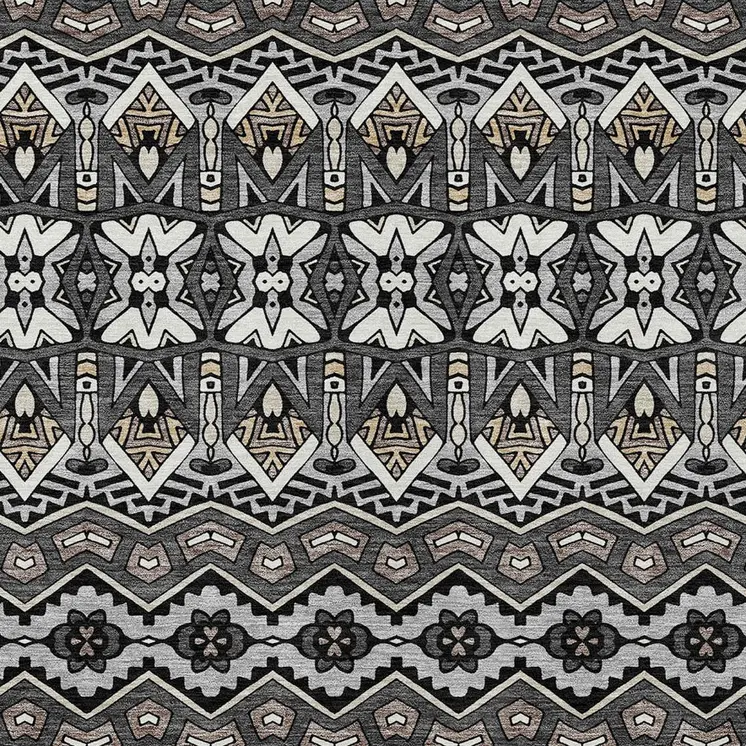 10' X 14' Charcoal Brown And Ivory Moroccan Washable Indoor Outdoor Area Rug