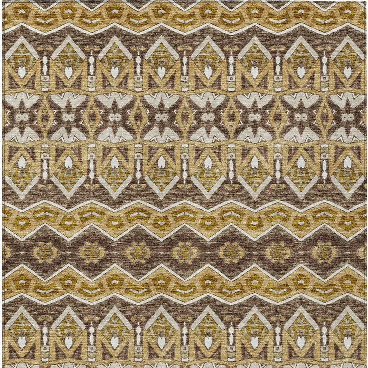 3' X 5' Gold Brown And Beige Moroccan Washable Indoor Outdoor Area Rug