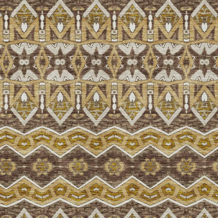 10' X 14' Gold Brown And Beige Moroccan Washable Indoor Outdoor Area Rug