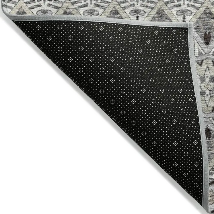 9' X 12' Gray Brown And Ivory Moroccan Washable Indoor Outdoor Area Rug